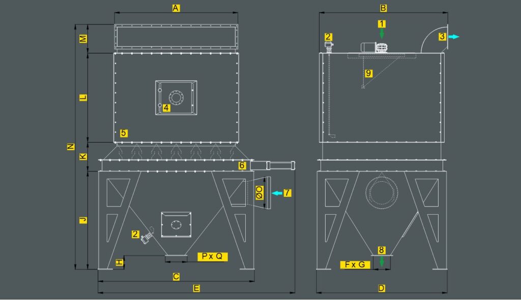 Secador vertical a contraflujo SVA Descripción de la imagen