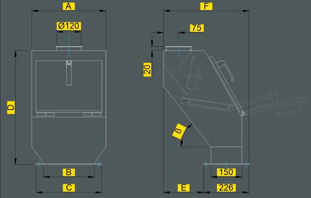 Plano dimensional del separador magnético TM